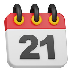 date 21 3d icon isolated on the white background