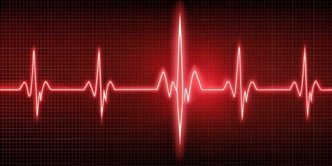 Recording of a healthy heartbeat showing rhythmic spikes, electrocardiogram, EKG, heart rate, monitor, cardiologist