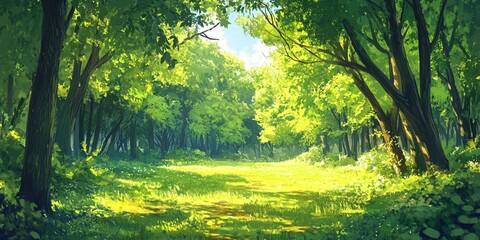 Naklejka premium sunlight in the forest