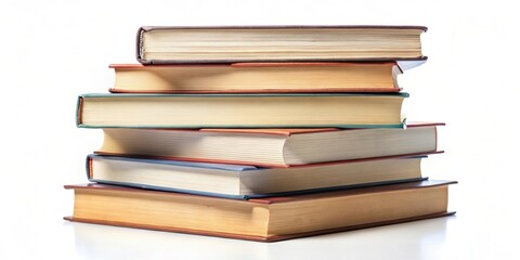 Stack of books isolated on white background, rendering, books, education, learning, literature, paper, pile, studying