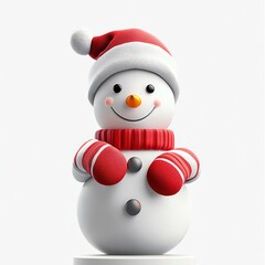 Fototapeta premium Adorable Christmas Snowman in Santa Hat and Mittens