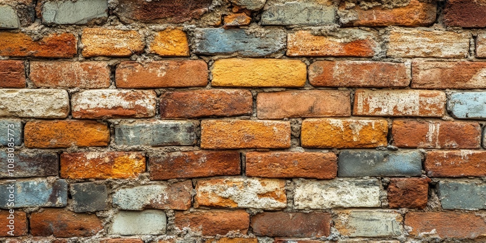 Aufkleber Brick walls display the pattern of the bricks in their natural colors, creating a background that is inherently colored.