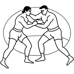 : men athletes fighting on arena