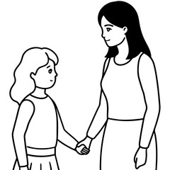 mom holds hand of sad teenager daughter helps