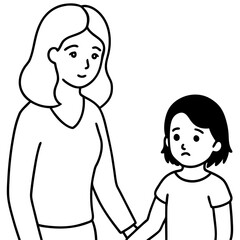 mom holds hand of sad teenager daughter helps