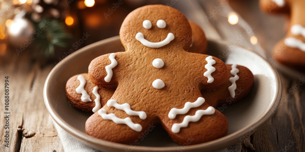 Poster gingerbread cookies in the shape of a man