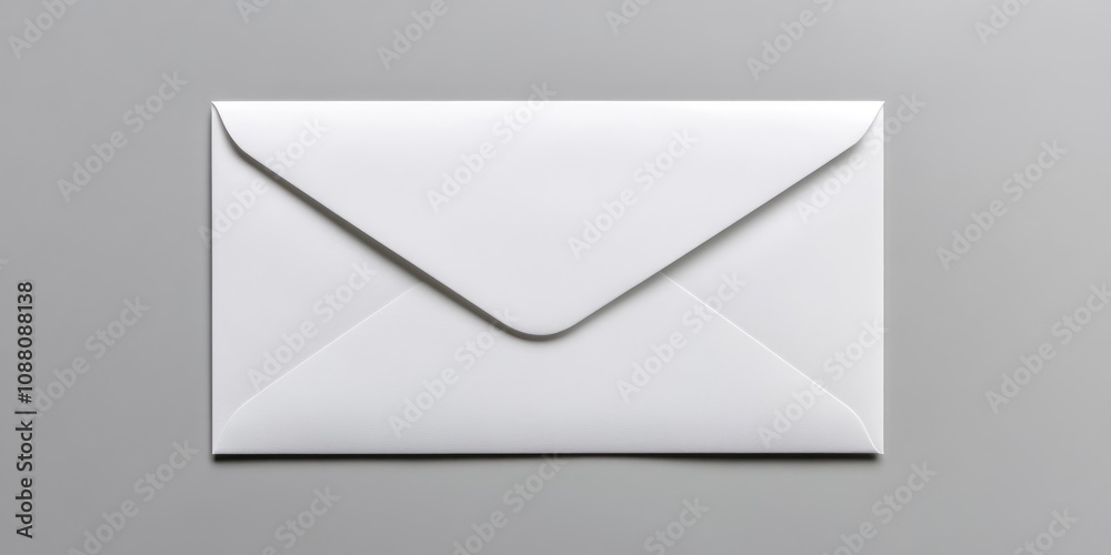 Poster white, blank envelope on a gray background with copyspace.