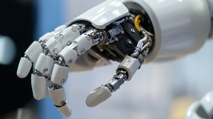 A detailed close-up of a humanoid robot's modular limb actuators, demonstrating precise motor control and adaptive movement capabilities, Robotics technology style