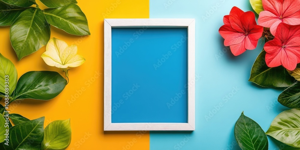 Aufkleber blank photo frame with a colored background filter