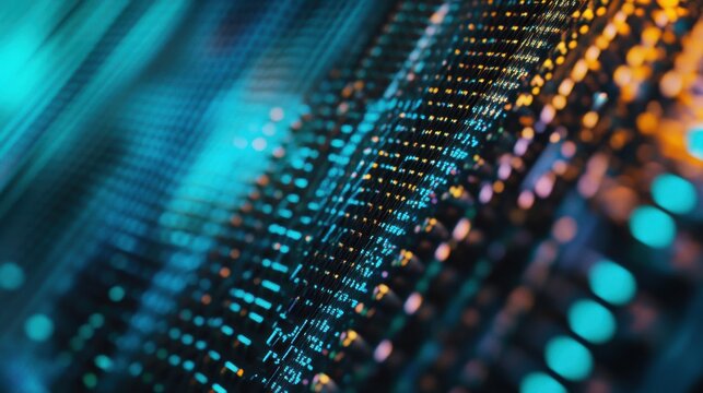 A detailed close-up of a microLED display pixel array demonstrating high brightness and pixel density, MicroLED display technology style, photo of