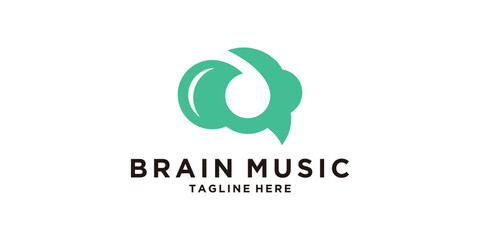 logo design combination of musical notes and brain, earphone, technology, logo design vector, symbol, icon, idea, creative.