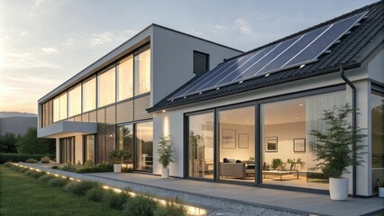 Obraz premium Trendy window treatments producing clean energy.