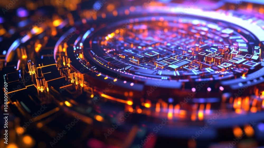 Aufkleber A detailed close-up of a quantum computing algorithm visualization, demonstrating quantum computation principles, Quantum computing technology style