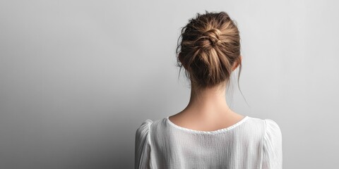 Obraz premium Woman's back on white with copy space.