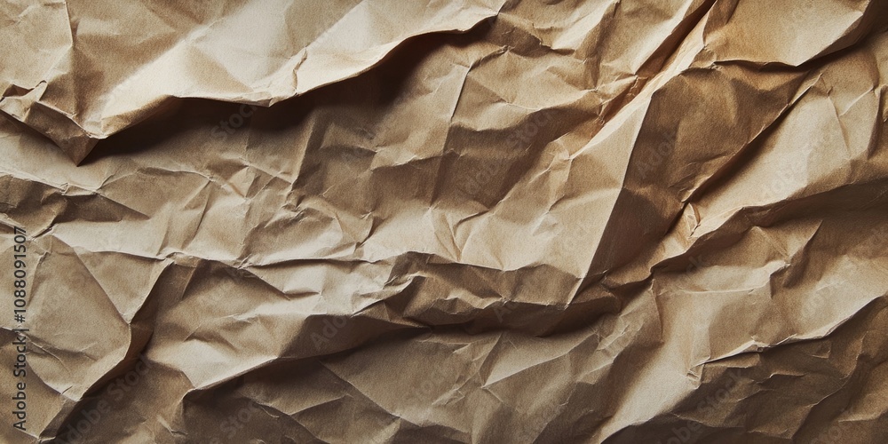 Poster abstract texture background of crumpled and creased recycled brown paper.