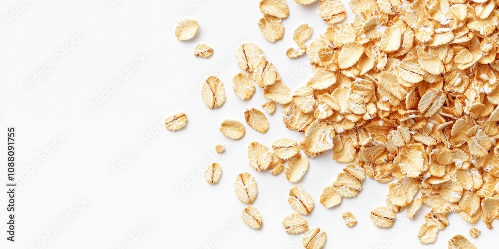 Aufkleber oat flakes isolated on a white background with copyspace for your text. top view.
