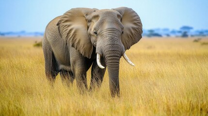 Obraz premium Majestic African Elephant in Golden Savanna