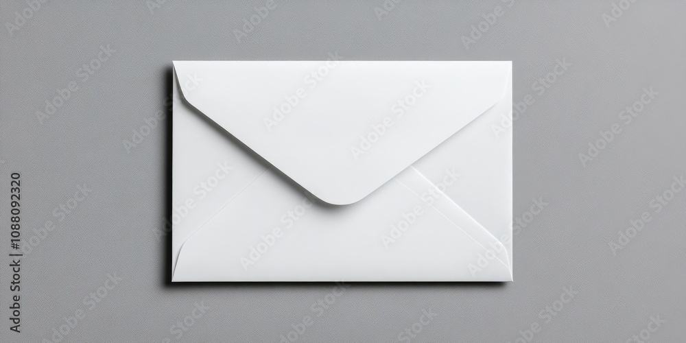 Poster white, blank envelope on a gray background with copyspace.