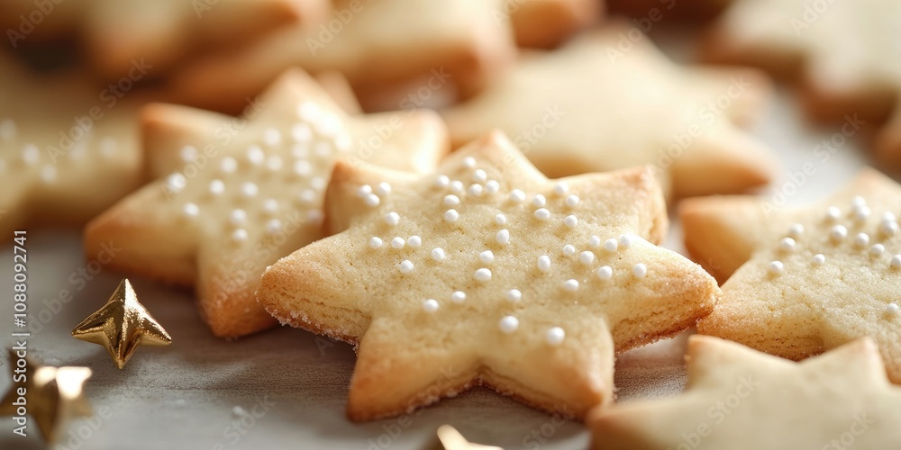 Poster freshly baked sugar cookies. closeup with very shallow depth of field.