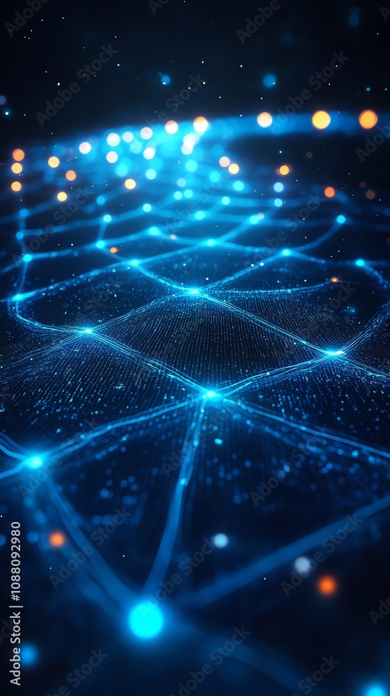 Poster Abstract network connection, glowing nodes and lines. (1)