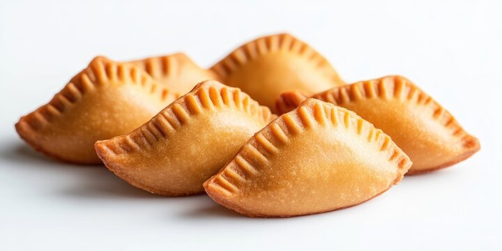 Traditional Malaysian cookie snack known as 'Kuih Kapit' on a white background. DOF and copy space.