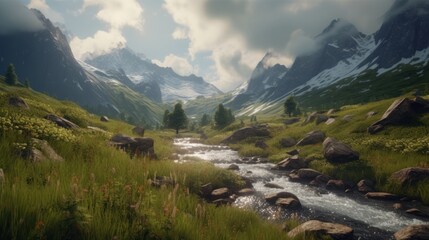 Mountain Stream and Valley