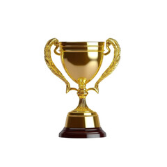 Shiny gold trophy cup isolated on PNG transparent background- perfect for award celebrations- competitions- and achievement recognition graphics