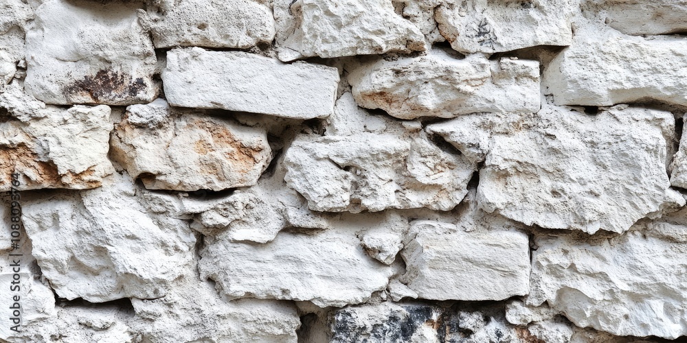 Poster texture, background: a wall covered in stone with a whitewashed finish.