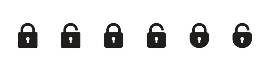 Locked and unlocked vector icon set