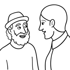  old man talking to deaf friend