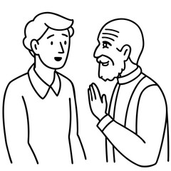  old man talking to deaf friend