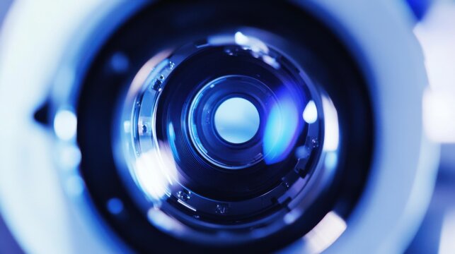 A detailed close-up of a satellite-based Earth observation camera lens, capturing high-resolution images for environmental monitoring, Remote sensing technology style