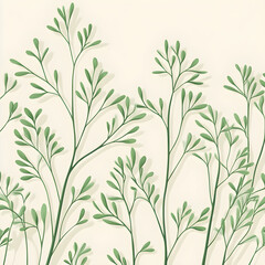 Delicate flat design of fennel fronds with fine feathery leaves