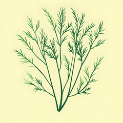 Obraz premium Delicate flat design of fennel fronds with fine feathery leaves