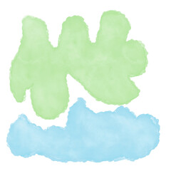 Blue Green Abstract Watercolour Shapes