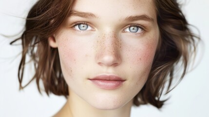 Fototapeta premium Portrait of beautiful young woman with clean fresh skin