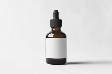 Minimalist mockup of an empty bottle with a label on a white background showcasing simple and clean design for product presentation