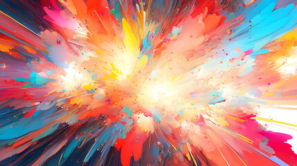 Obraz premium Abstract Explosion of Colors and Particles in Dynamic Artistic Backgrounds