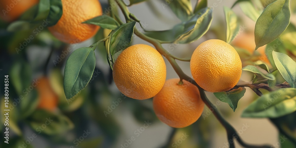 Aufkleber artificial oranges on a citrus tree