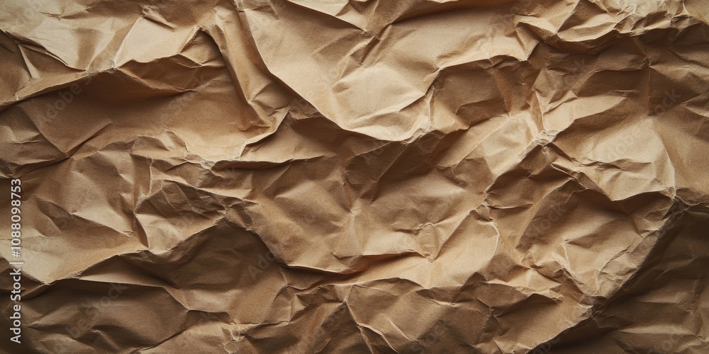 Poster abstract texture background of crumpled and creased recycled brown paper.