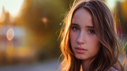 Naklejka premium Portrait of beautiful young woman with clean fresh skin