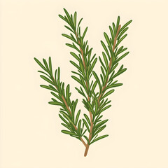 Fototapeta premium Stylized flat rosemary sprigs with long needle-like leaves