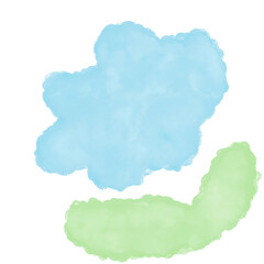 Blue Green Abstract Watercolour Shapes