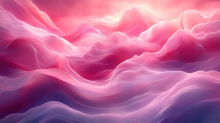 Fototapeta premium Ethereal pink-hued waves resembling dreamy landscapes at sunset.