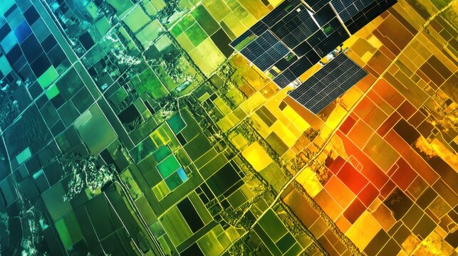 A detailed view of a satellite-based hyperspectral imaging sensor, capturing detailed spectral information of Earth's surface, Remote sensing technology style