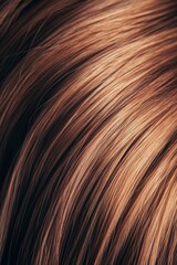 Fototapeta premium A close-up view capturing the glossy strands of auburn hair with rich color and texture under soft lighting in a beauty-focused setting