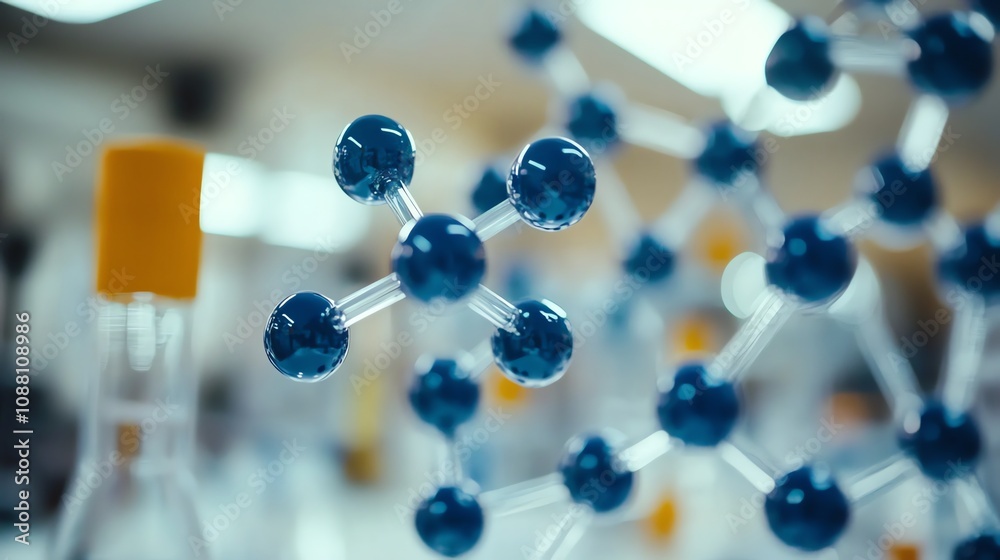 Aufkleber Close-up of a molecular model in a lab setting.