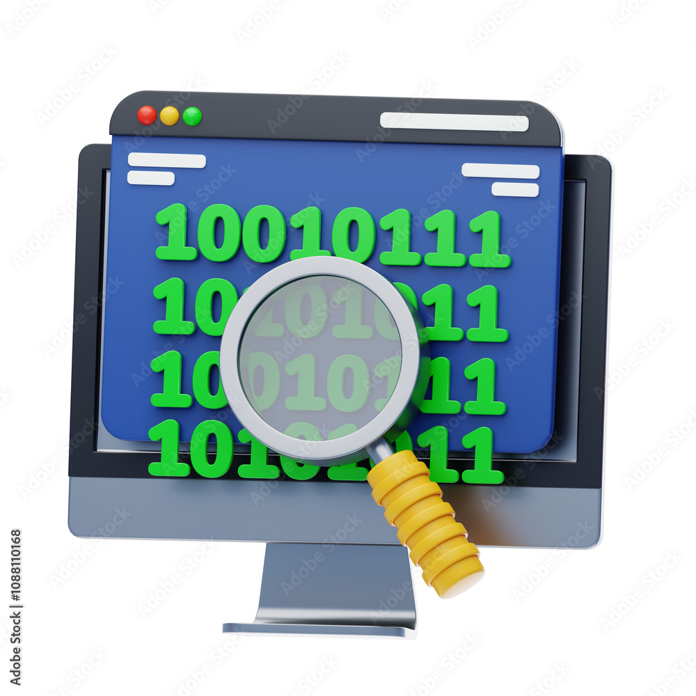 Aufkleber 3d binary code data analysis