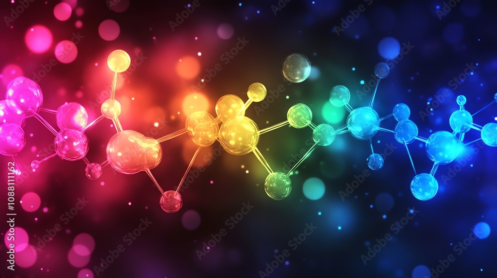 Poster colorful abstract molecule structure background.