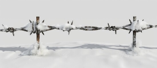 Barbed Wire With Snow Diagonal Guid Line